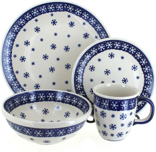 Vista 15 de Cerámica polaca Blue Rose – Juego de 4 piezas Blue Harmony – Servicio para 1-1 lugar – Ideal para cenas diarias, comidas informales o como vajilla