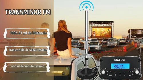 Vista 5 de Transmisor FM de 3,280.8 ft, certificado por la FCC de 1/7 W, transmisor de transmisión FM de largo alcance para películas, estacionamiento