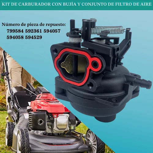 Vista 3 de 799584 594058 Kit de Carburador Bujía de Chispa y Filtro de Aire Compatible con Carburador B&S 594057 592361 594529 Troy Bilt TB110 TB200 103M02