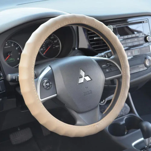 Vista 3 de Motor Trend Funda protectora para volante ergonómico/Protector de agarre para volantes de tamaño pequeño en automóviles, vehículos utilitarios Cuero