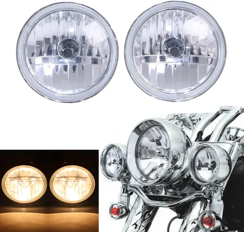 Vista 2 de 1 par motocicleta 4.5 pulgadas diamante corte hielo auxiliar paso lámpara conducción punto niebla luces y lente transparente ámbar luz para Harley