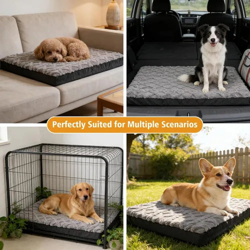 Vista 8 de Cama ortopédica para perros, impermeable y lavable a máquina, cama de felpa para mascotas con parte inferior antideslizante, colchón de espuma