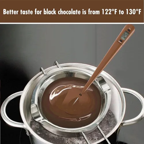 Vista 2 de Efeng Espátula de termómetro de caramelo, termómetro digital de cocina con clip para olla, espátula de silicona con termómetro para carne, lectura