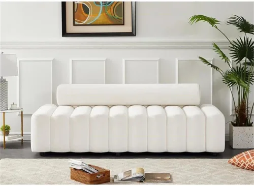 Vista 2 de Pemberly Row Sofá tapizado moderno/contemporáneo de terciopelo crema