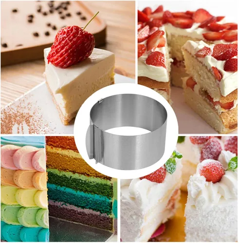 Vista 8 de Moldes de mousse ajustables de 6 a 12 pulgadas para tartas redondas y cuadradas, juego de anillos de acero inoxidable para tartas, 2 piezas