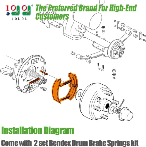 Vista 2 de 10L0L Golf Cart Brake Shoes,Brake Pads and Bendex Drum Spring Kit for Yamaha 1993-Up G14, G16, G19-G22 and 1996-Up TXT/EZGO/ST350/Workhorse/Medalist