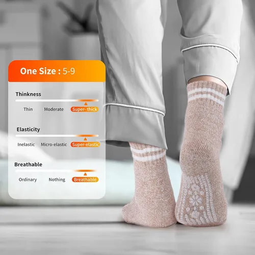 Vista 4 de HUGSWEET Calcetines térmicos, antideslizantes calcetines de hospital de felpa pantufla de agarre calcetines de mujer invierno suave cálido acogedor