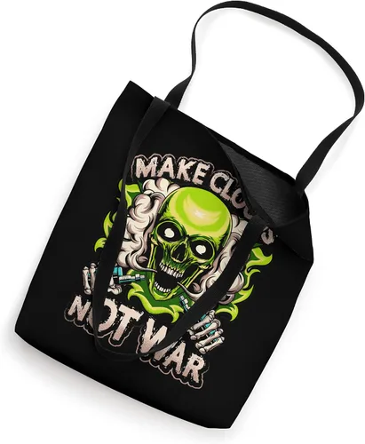 Vista 2 de Make Clouds Not War Vaping - Bolsa de mano con diseño de calavera verde vaporizante Blanco 16 pulgadas