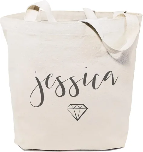 Vista 12 de The Cotton & Canvas Co. Bolso de hombro reutilizable para playa, compras y viajes con nombre personalizado