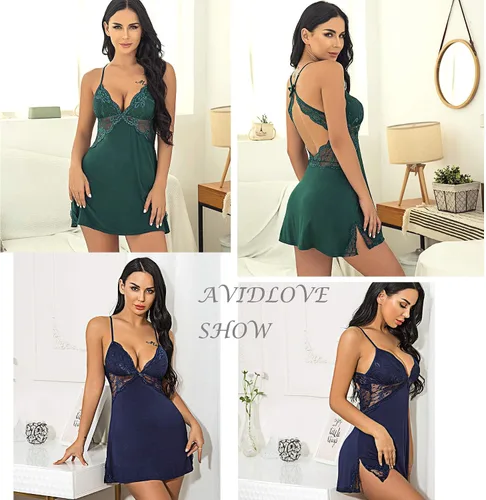 Vista 3 de Avidlove lencería de encaje para mujer, lencería sexy, bragas completas, mini vestido, 2