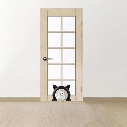 Vista 7 de DOITOOL Puerta interior integrada para mascotas con portal para gatos para pasaje de túnel de bricolaje, puerta ligera de plástico ABS para mascotas