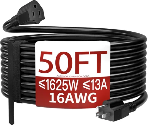 Vista 74 de Cable de extensión corto de 16/3 de 1 pie, cable de extensión negro flexible y duradero, cable de alimentación de 3 clavijas para interiores