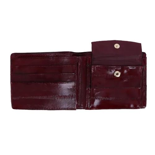 Vista 3 de CTM Cartera plegable de piel de anguila para hombre con bolsa para monedas, Borgoña, Monedero