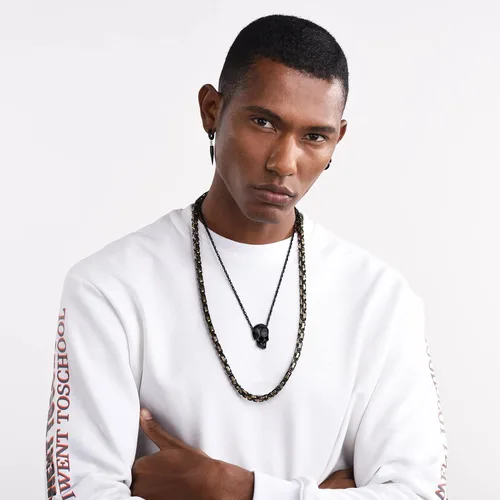 Vista 3 de Bestyle Collar con colgante de calaveralobo, cadena gótica para hombres y niños, gran estilo novedoso, joyería de declaración para fiesta casual
