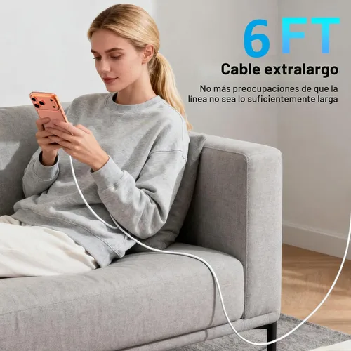Vista 8 de [Certificado Apple MFi] Cargador de iPhone 17 de carga rápida, paquete de 2 cargadores de iPhone de 40 W USB C bloque con cable de carga tipo C de 6