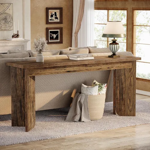 Vista 3 de Tribesigns Mesa consola de sofá de 70.9 pulgadas, mesa de entrada extra larga de madera con mesa ampliada, consola de granja detrás del sofá