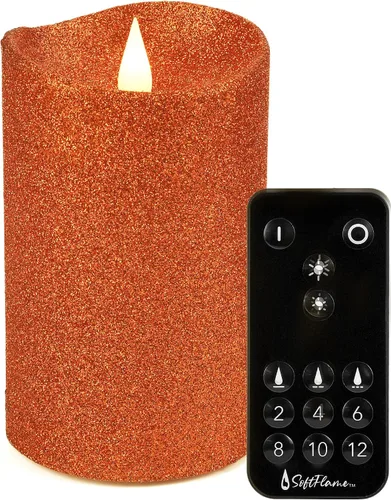 Vista 11 de Velas de Navidad sin llama con control remoto, 7,6 cm x 12,7 cm, Velas parpadeantes de cera real con mecha 3D, pilas, vela de árbol de Navidad Árbol