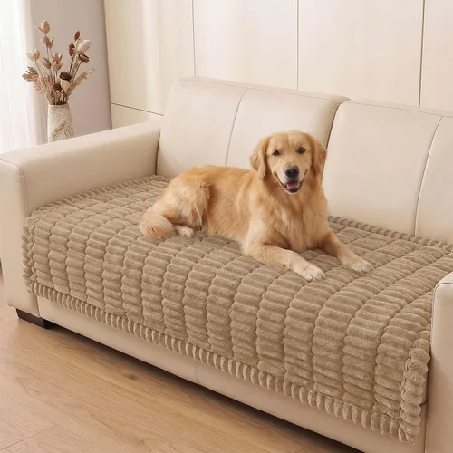 Vista 45 de Smiry - Funda para sofá para perros lavable, fundas para sofá de mascotas no deslizantes y peludas para sofá de 3 cojines, aptas para mascotas