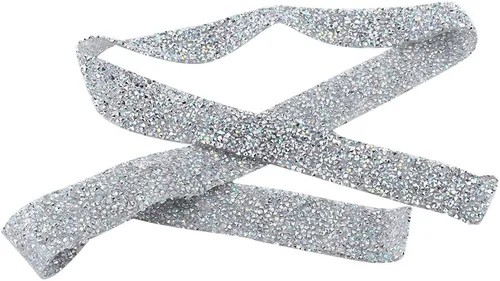 Vista 4 de 1 yarda 1.2 in ancho brillante pegamento trasero cristal Rhinestone cinturón de bandas decorativas (color AB)