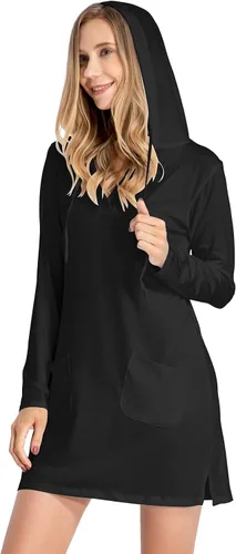 Vista 3 de Toomett Vestidos de playa con protección solar UPF 50+ para mujer, manga larga, protección solar, senderismo, playa, correr, pesca, sudadera