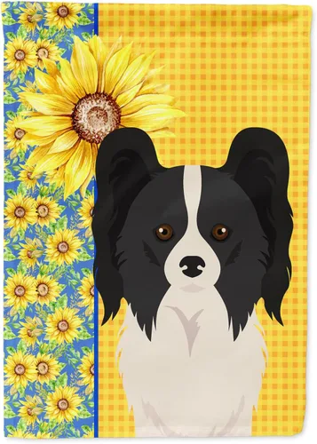 Vista 95 de Caroline's Treasures WDK5313GF Bandera de jardín con diseño de girasoles de verano, color negro y tostado, Airedale Terrier para buzón, bandera