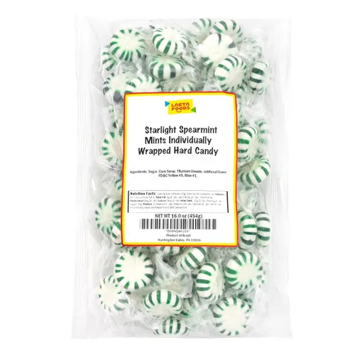 Vista 7 de Starlight Mints, caramelos de menta verde envueltos individualmente, bolsa de 1 libra