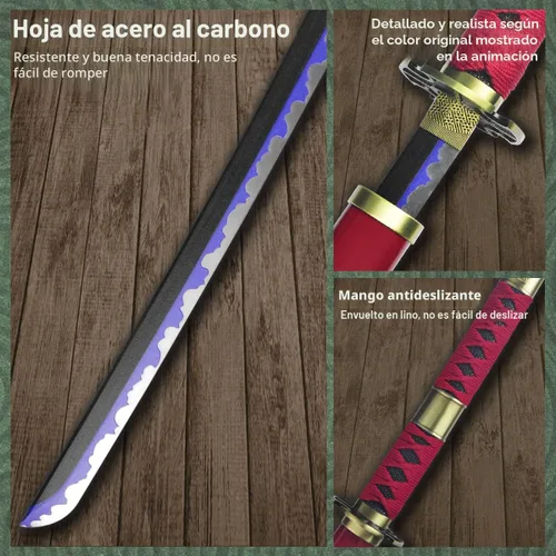 Vista 3 de Adust Espadas Roronoa Zoro de acero al carbono, espada de anime de metal real, disfraz de cosplay de Roronoa Zoro de 41 pulgadas en general, espada