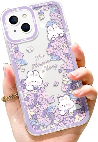 Vista 8 de Funda protectora de TPU suave con diseño de oso Kawaii con diseño floral rosa para iPhone 14