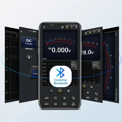 Vista 4 de ANENG - Multímetro digital con Bluetooth, probador auto-rango TRMS 6000 conteos, ohmímetro para voltaje AC/DC, corriente, resistencia, continuidad