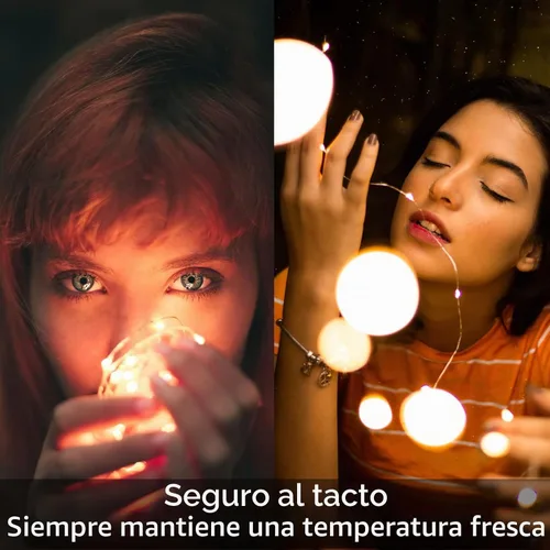 Vista 2 de Paquete de 12 luces de hadas Yiaht que funcionan con pilas, cable plateado impermeable de 7 pies, 20 luces LED de luciérnaga, estrellas y luna
