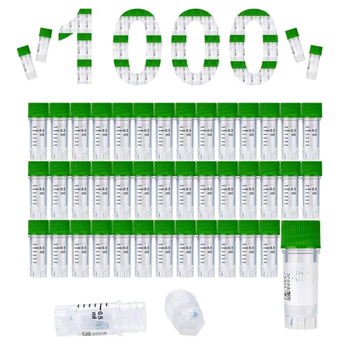 Vista 38 de Cryoviales de 0.0 fl oz, 25Pcs Cryotubes con código de barras lateral, frascos de esterilización con rosca externa, tubos de muestra con tapas Azul