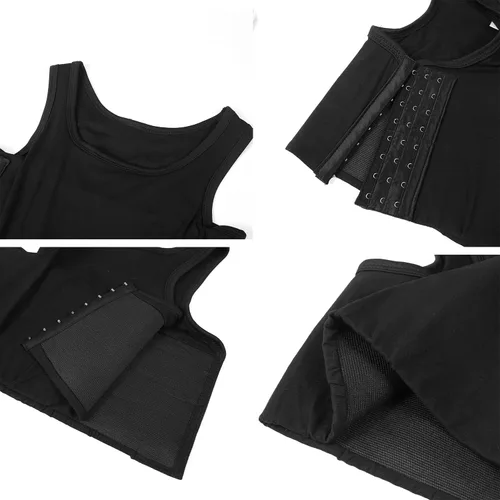 Vista 5 de Carpeta de pecho para transgénero FTM algodón gancho medio pecho carpeta camiseta sin mangas chaleco