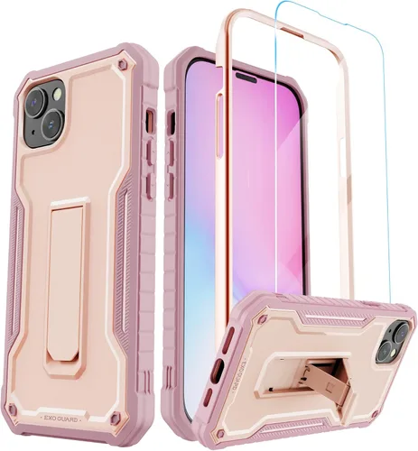 Vista 9 de ExoGuard Funda para iPhone 14 Plus de 6.7 pulgadas, funda de goma a prueba de golpes de cuerpo completo viene con un protector de pantalla de vidrio
