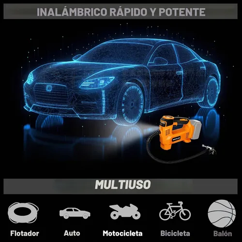 Vista 4 de Nichilas Inflador de neumáticos para batería DEWALT 20V MAX, compresor de aire portátil, bomba de neumáticos automática con medidor de presión