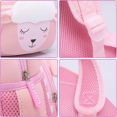 Vista 6 de Mochila impermeable para niños de 2 a 5 años para el jardín de niños mochila 3D de lindos dibujos animados de neopreno mochila de animales para niños