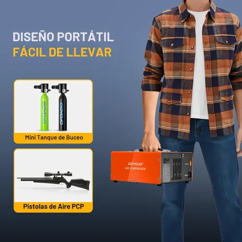 Vista 7 de GOYOJO Compresor de Aire PCP, Máximo 4500 PSI / 300 Bar, Llenado Rápido para Pistolas de Aire o Tanque de Paintball, Apagado Automático