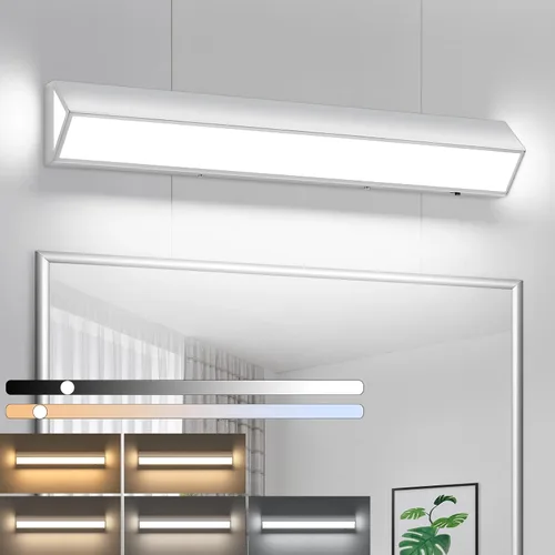 Vista 21 de Barra de luz LED moderna para tocador de baño (16 pulgadas, 5 CCT, regulable), accesorios de iluminación de pared de baño de acrílico moderno sobre