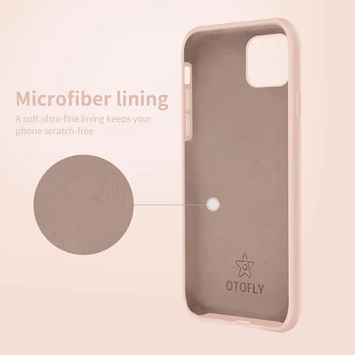 Vista 6 de OTOFLY Funda compatible con iPhone 11 Pro, ultra delgada, de silicona líquida, antiarañazos, a prueba de golpes, con forro de microfibra (rosa)