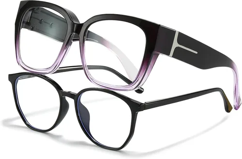Vista 7 de LVIOE Lentes con filtro de luz azul para mujeres y hombres, anteojos de bloqueo de luz azul de gran tamaño para llevar sobre anteojos LB7511