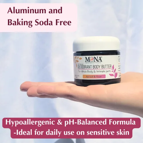 Vista 4 de MONA Desodorante natural para todo el cuerpo y partes íntimas, crema desodorante para mujeres, hombres y adolescentes, sin aluminio, bicarbonato