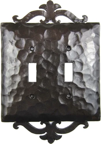 Vista 2 de Cubierta de placa de interruptor de palanca doble de hierro forjado EPH24 (negro)