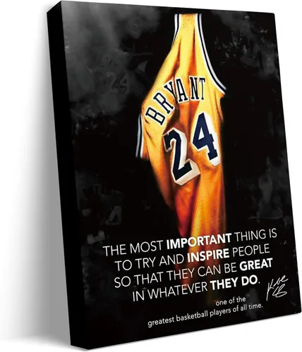 Vista 11 de TYPTEK Kobe Bryant - Lienzo inspirador de Mamba negra, póster motivacional con cita de jugador de baloncesto para decoración del hogar y la oficina