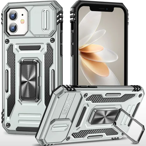 Vista 16 de Funda para iPhone 12 Pro Max con cubierta deslizante para cámara, con soporte para anillo de dedo, soporte magnético para automóvil, para iPhone 12