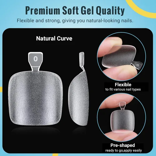 Vista 11 de SINOKAME - Juego de uñas postizas transparentes a presión con pegamento para uñas, 15 tamaños, 300 unidades Confident Coverage for Toenails,Full