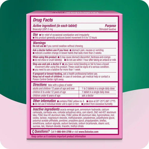 Vista 3 de Dulcolax Tabletas laxantes estimulantes rosadas, laxante durante la noche, alivio del estreñimiento predecible y eficaz, alivia el esfuerzo