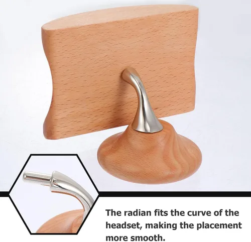 Vista 2 de UKCOCO Soporte de madera maciza para auriculares, soporte de madera, soporte de madera, soporte de madera, soporte para auriculares, soporte