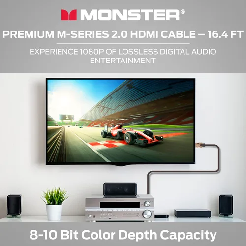 Vista 4 de Monster M-Series - Cable HDMI 2.0 de alta calidad certificado 2.0, 25 Gbps de alta velocidad, 4K UHD 60Hz, chaqueta Duraflex, blindaje de triple