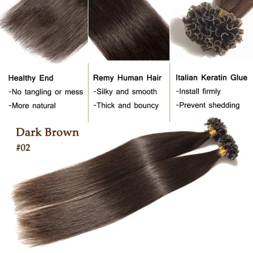 Vista 269 de SEGO Extensiones de cabello humano con micro cuentas, extensiones de cabello humano con micro bucle, lacio, natural, fusión fría, 1.76 oz/paquete
