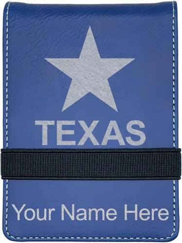 Vista 14 de LaserGram Mini bloc de notas, bandera de Texas, grabado personalizado incluido (negro con oro)