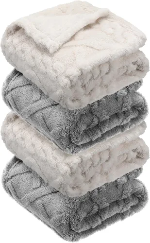 Vista 13 de VitalCozy Juego de 4 Mantas de Felpa Suave para Bebé 30" x 40" 3D de Peluche Cálido Mantas de Envoltura para Dormitorio para Niños Pequeños, Niñas